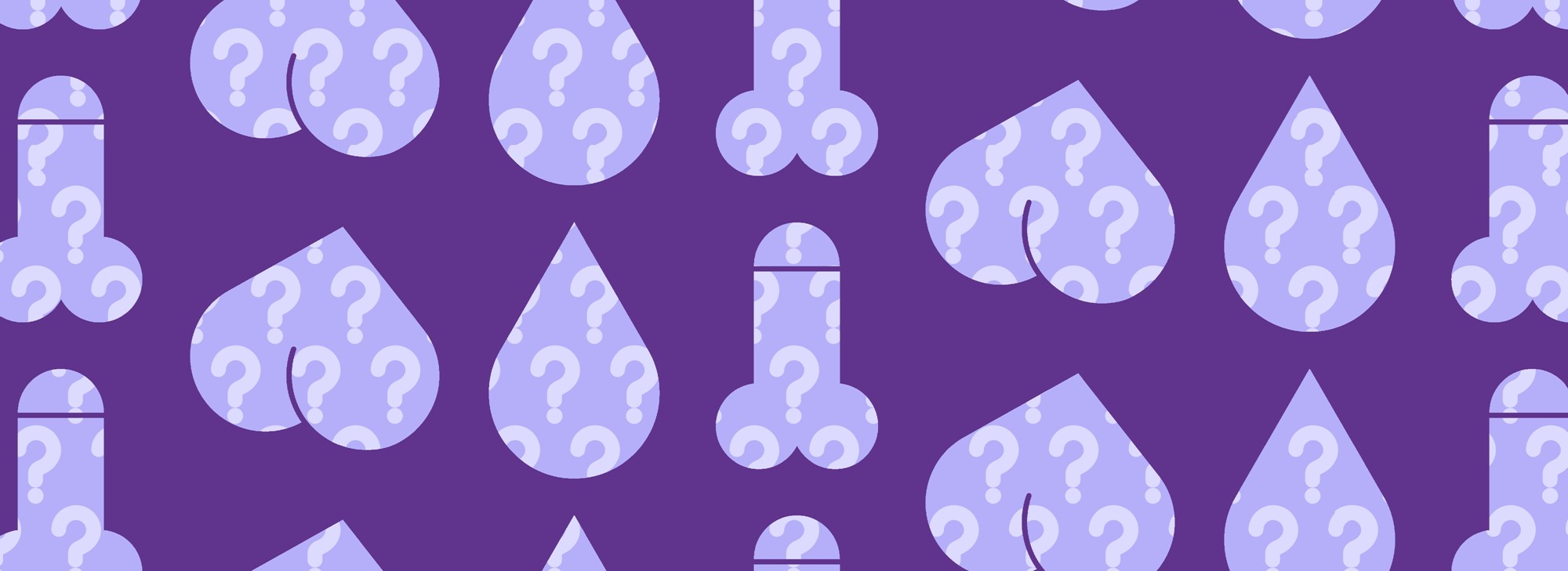 Penis, booty and droplet icons with question marks