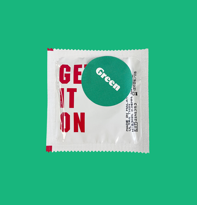 Singular green condom
