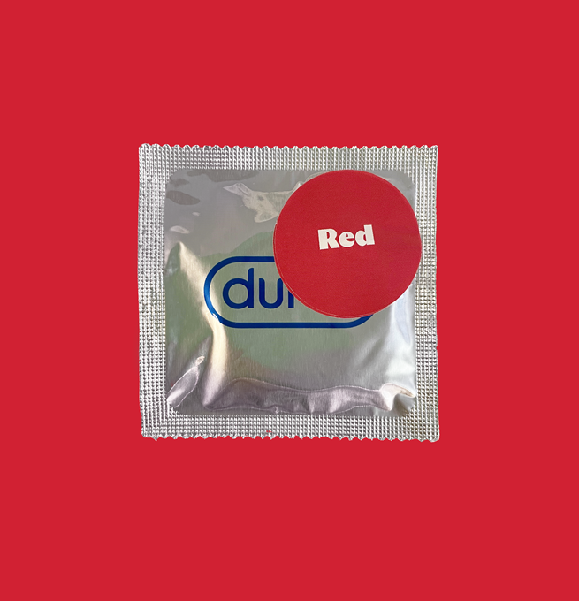 Singular red condom