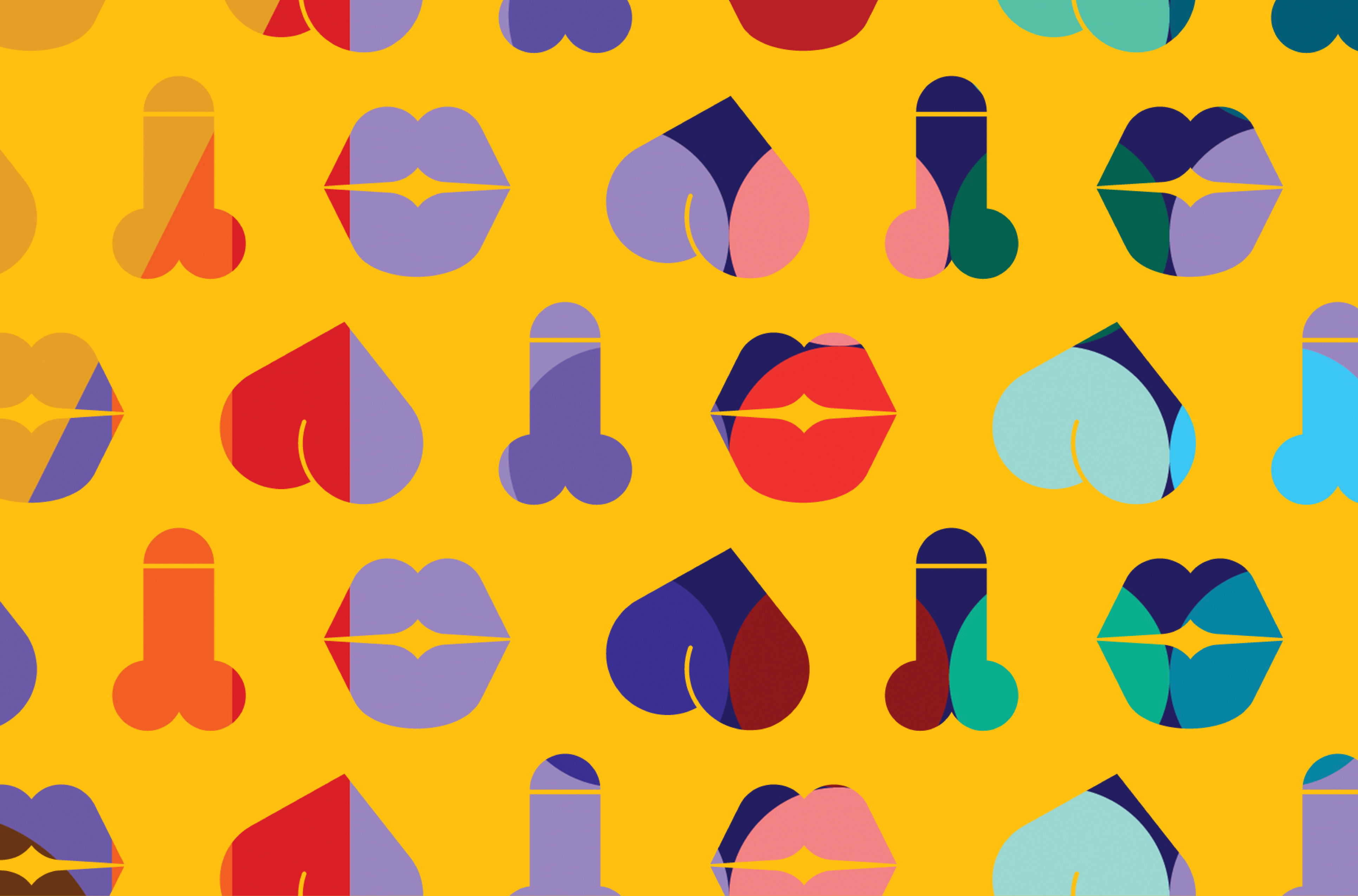 Penis, booty and lip icons with BFA branding