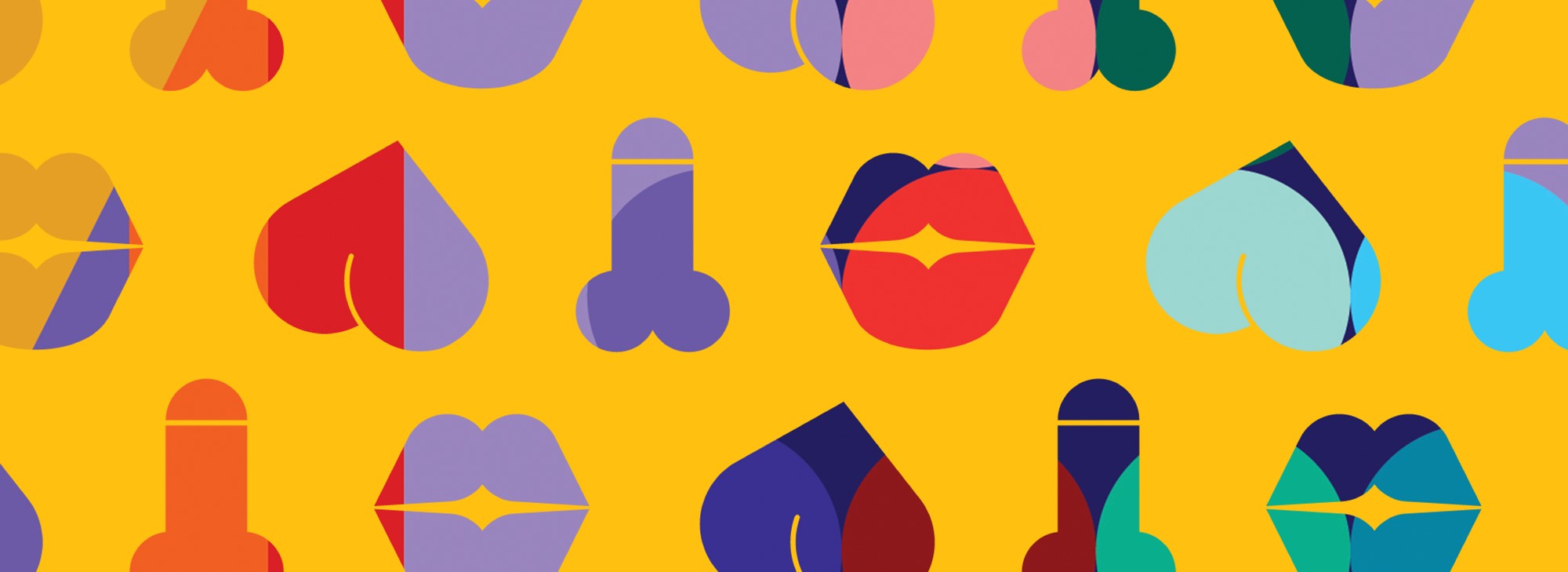 Penis, booty and lip icons with BFA branding