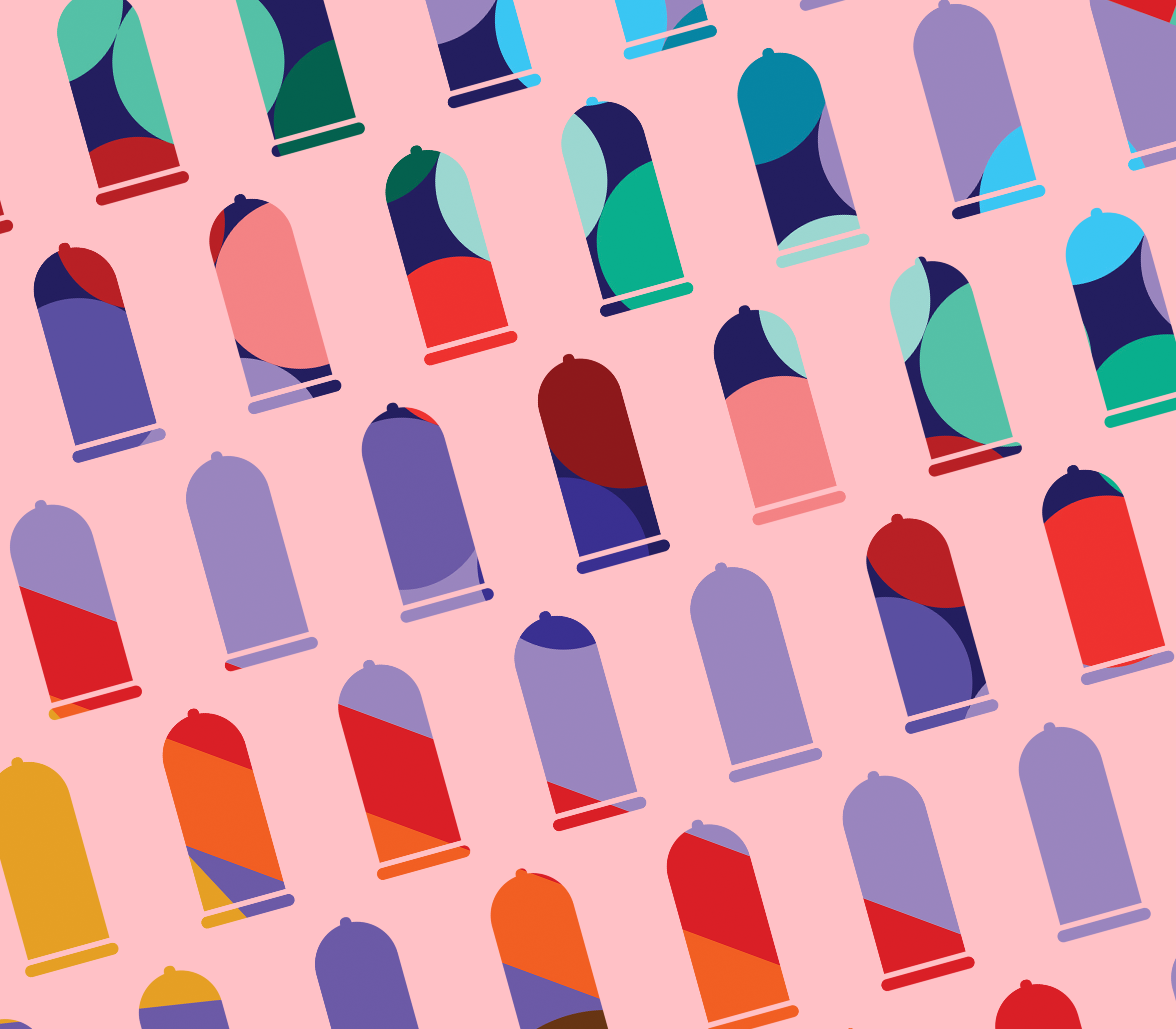 Condom icons in Burnett Foundation Aotearoa branding