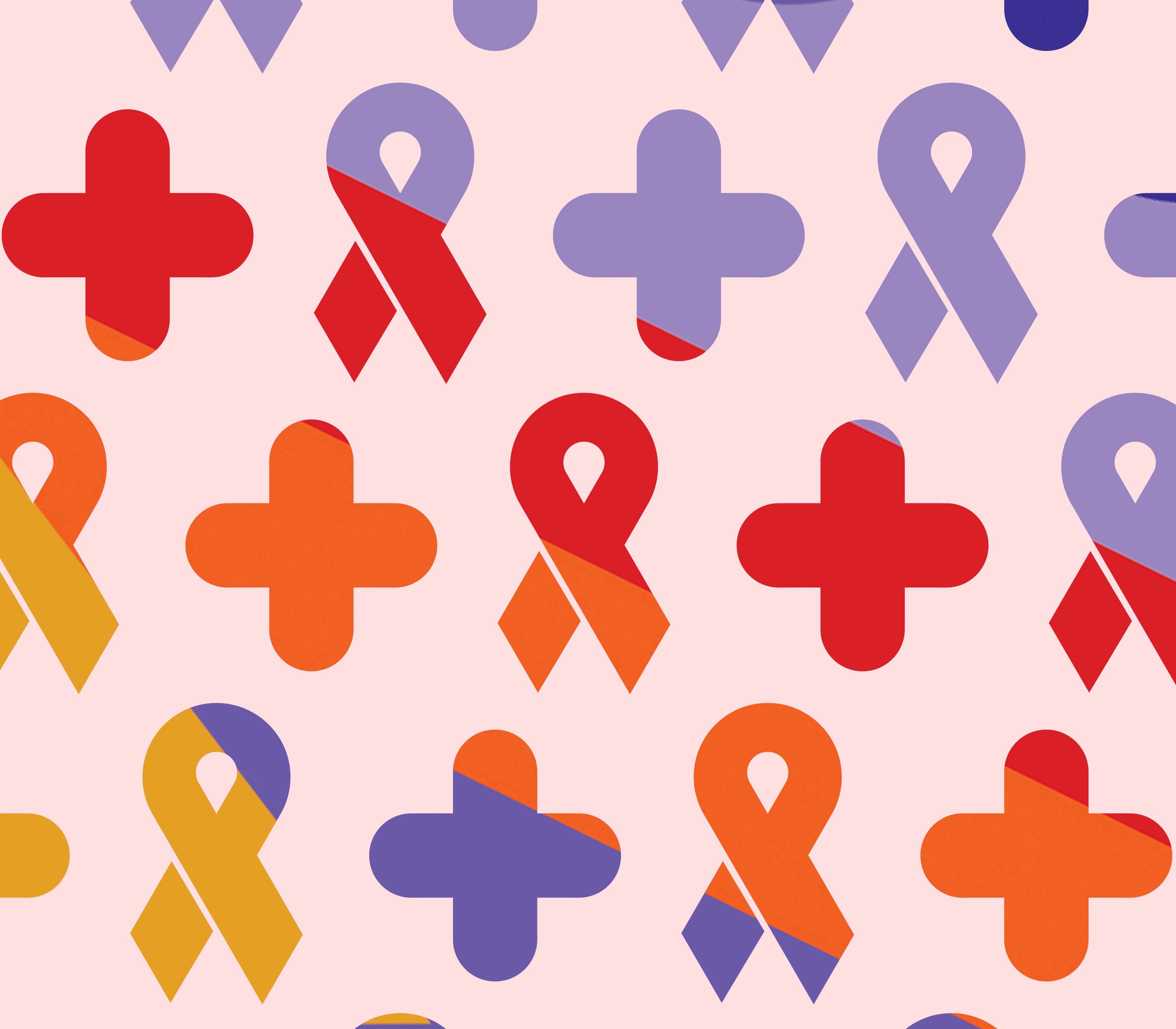 Plus and ribbon icon in Burnett Foundation Aotearoa branding