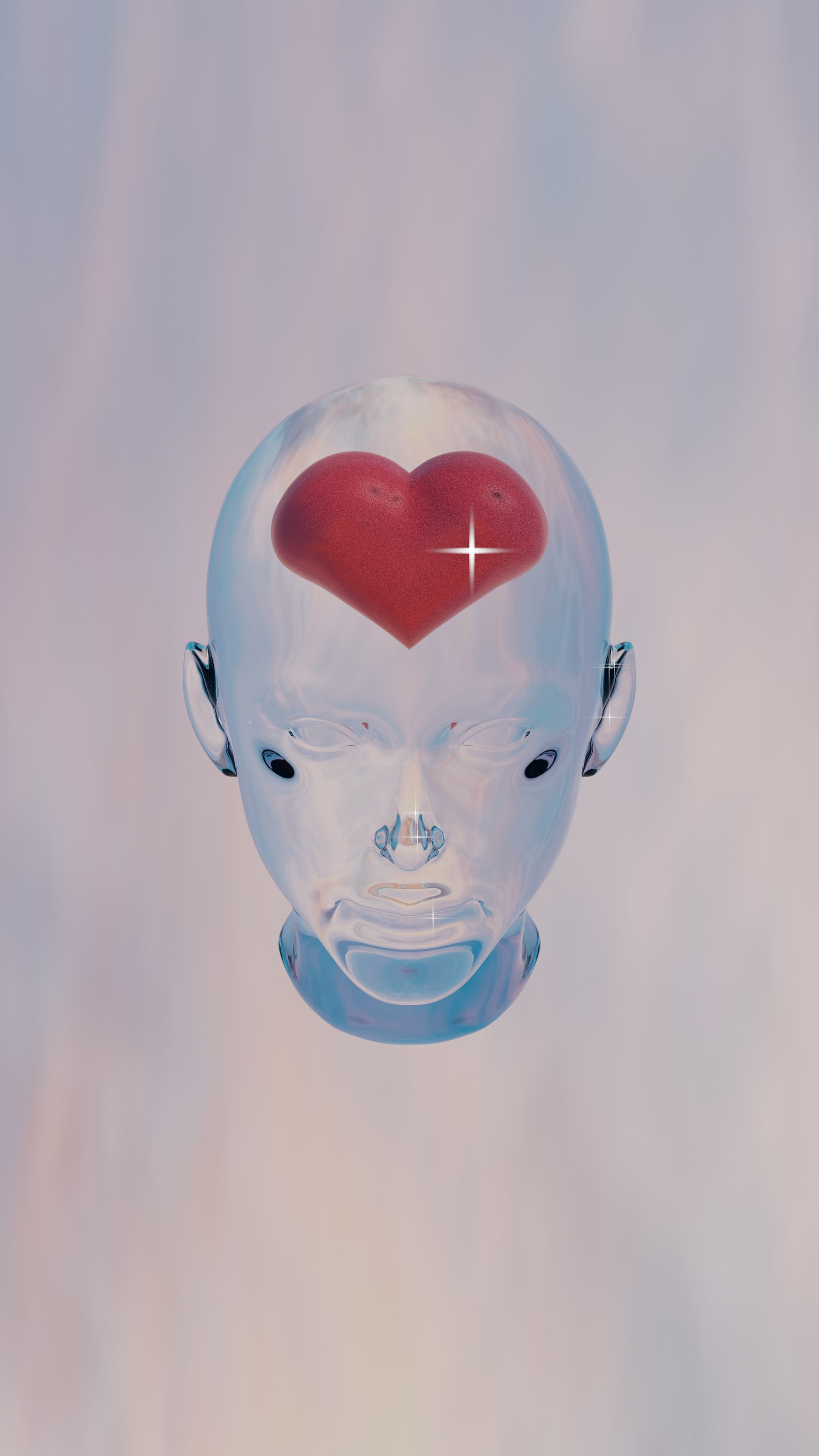 Glass head with a heart