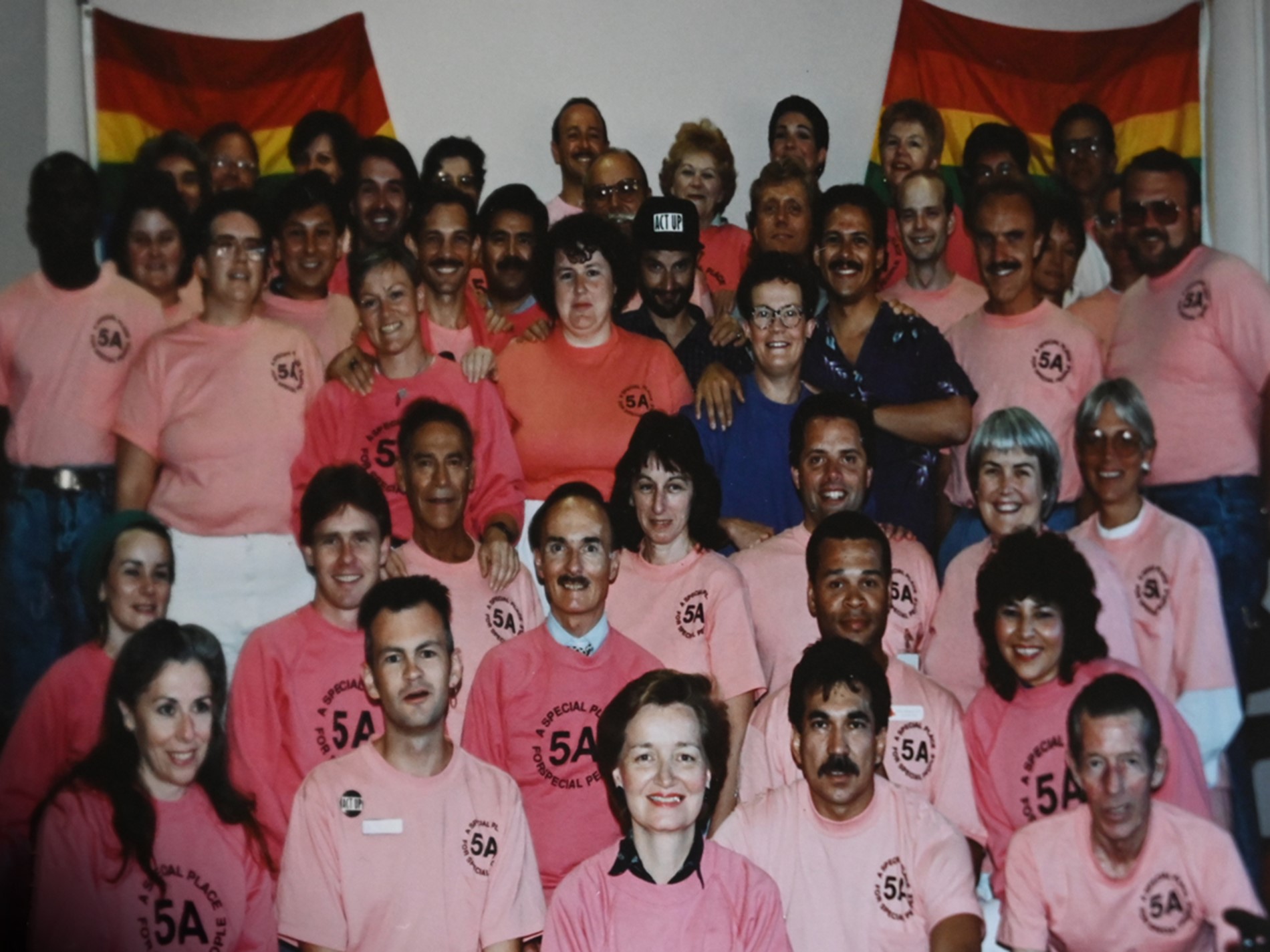 Bruce, Kevin and the staff of 5A in 1990, AIDS Memorial Quilt