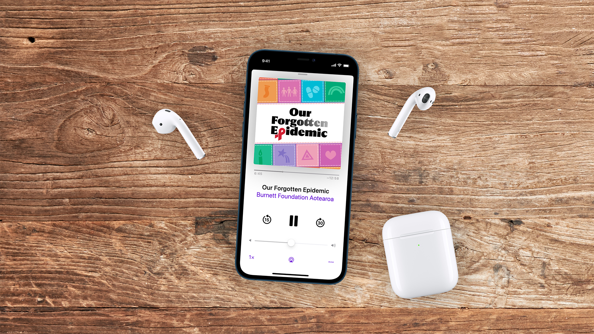 Our Forgotten Epidemic Podcast played on smart phone