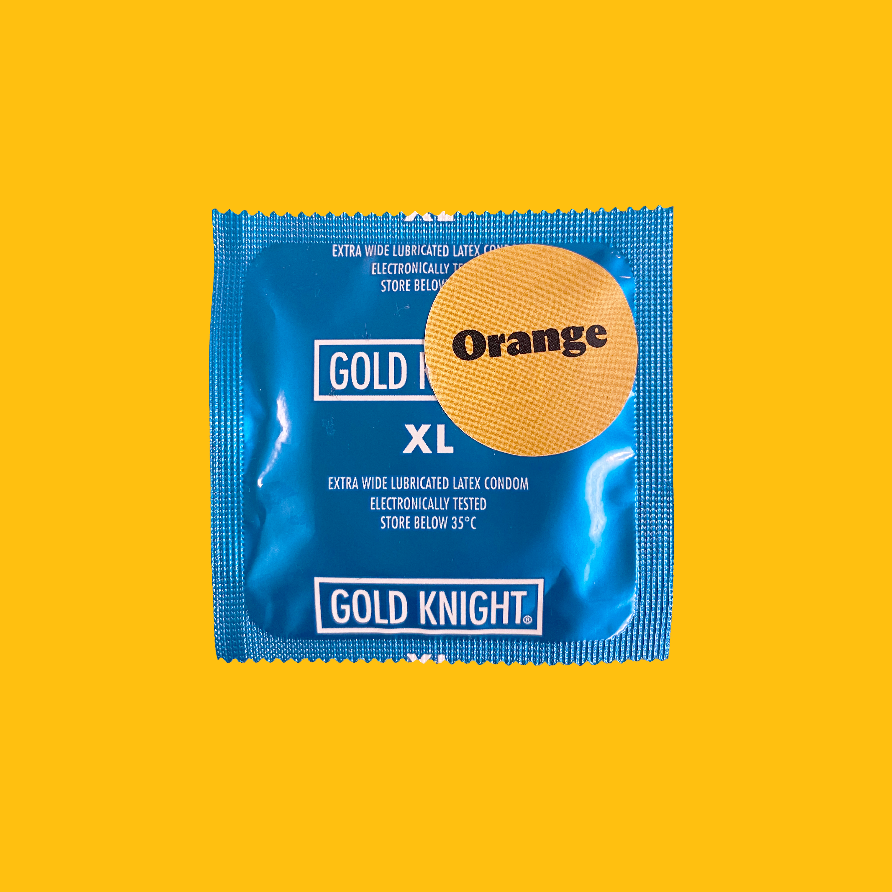 Singular orange condom