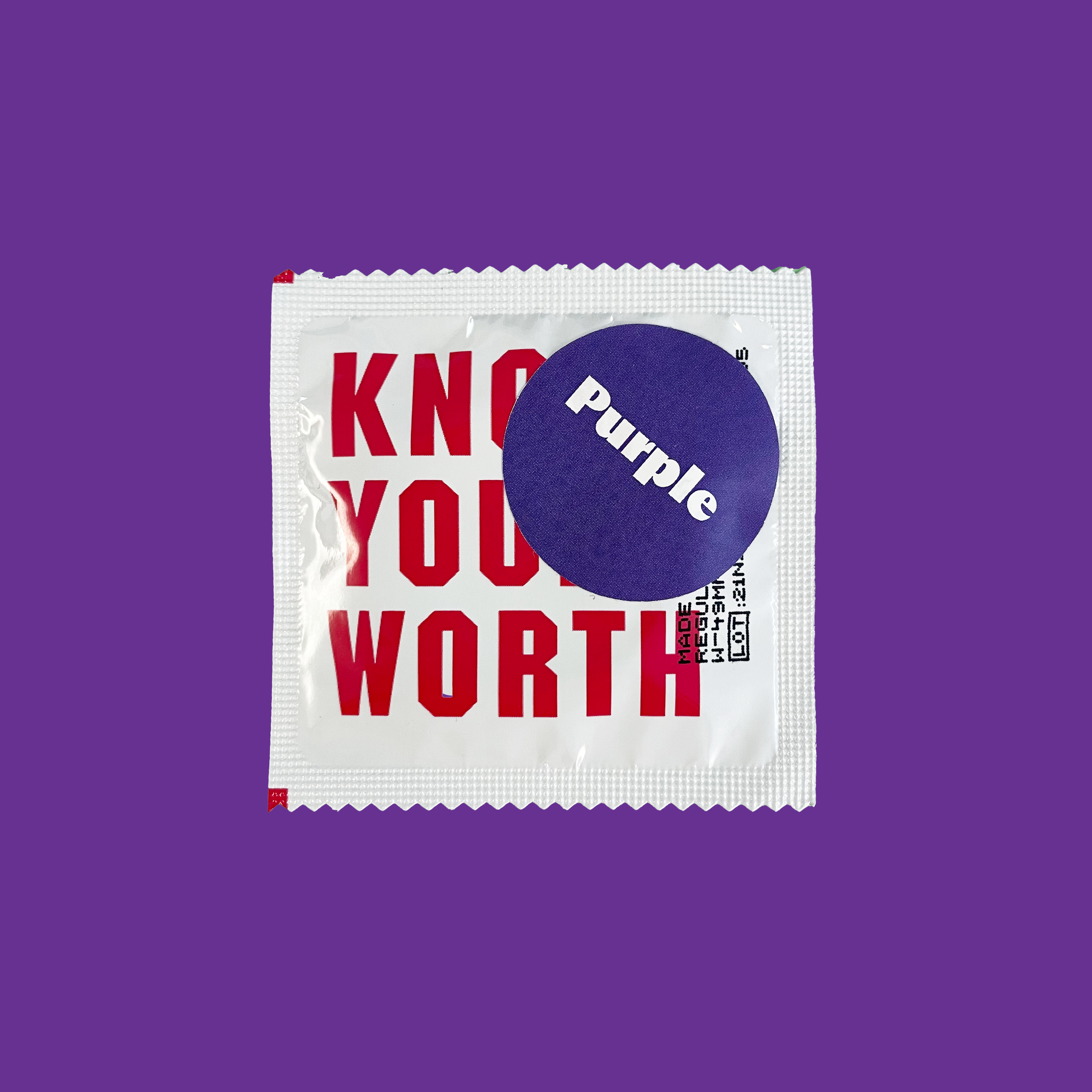 Singular purple condom