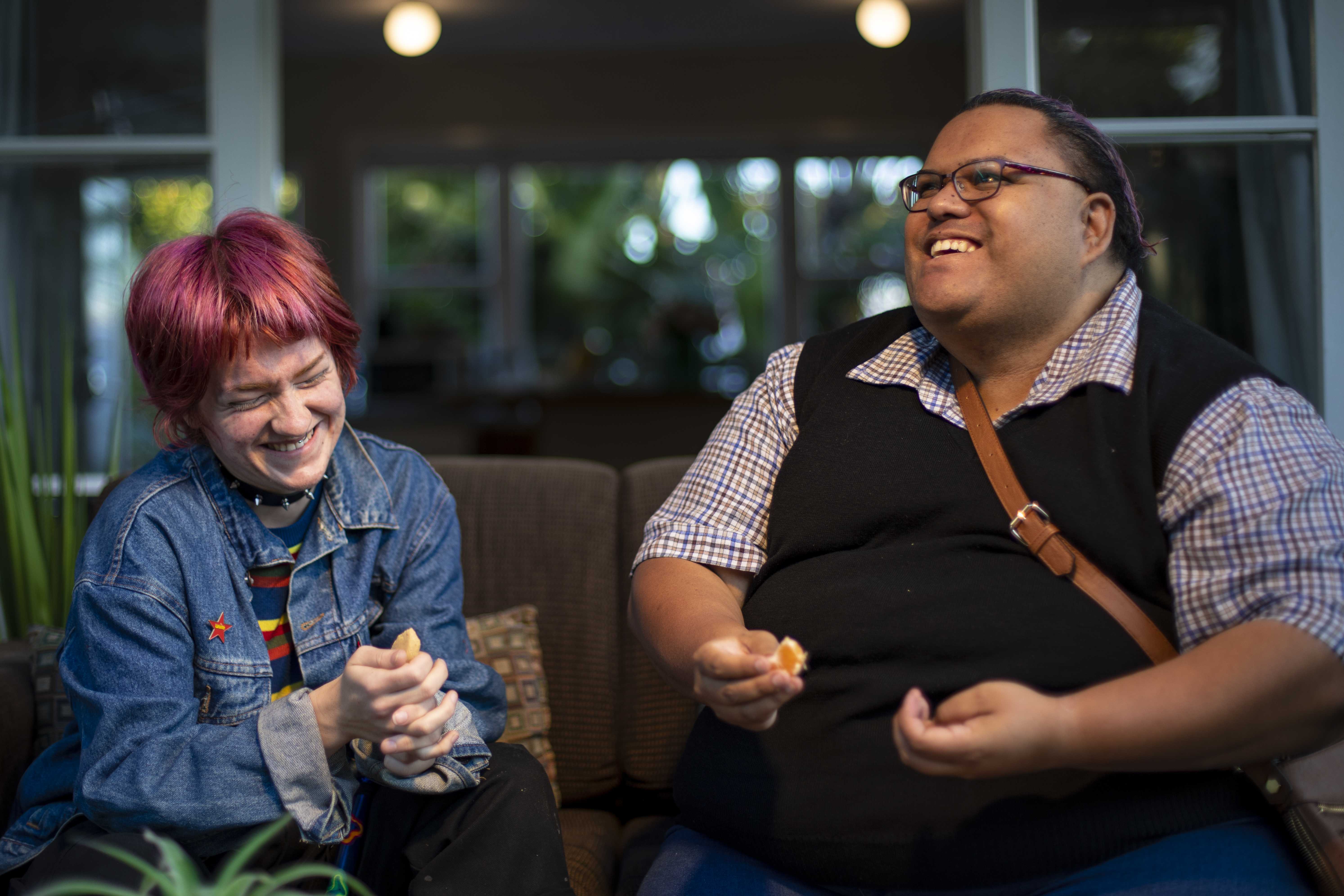 People laughing at a counselling session