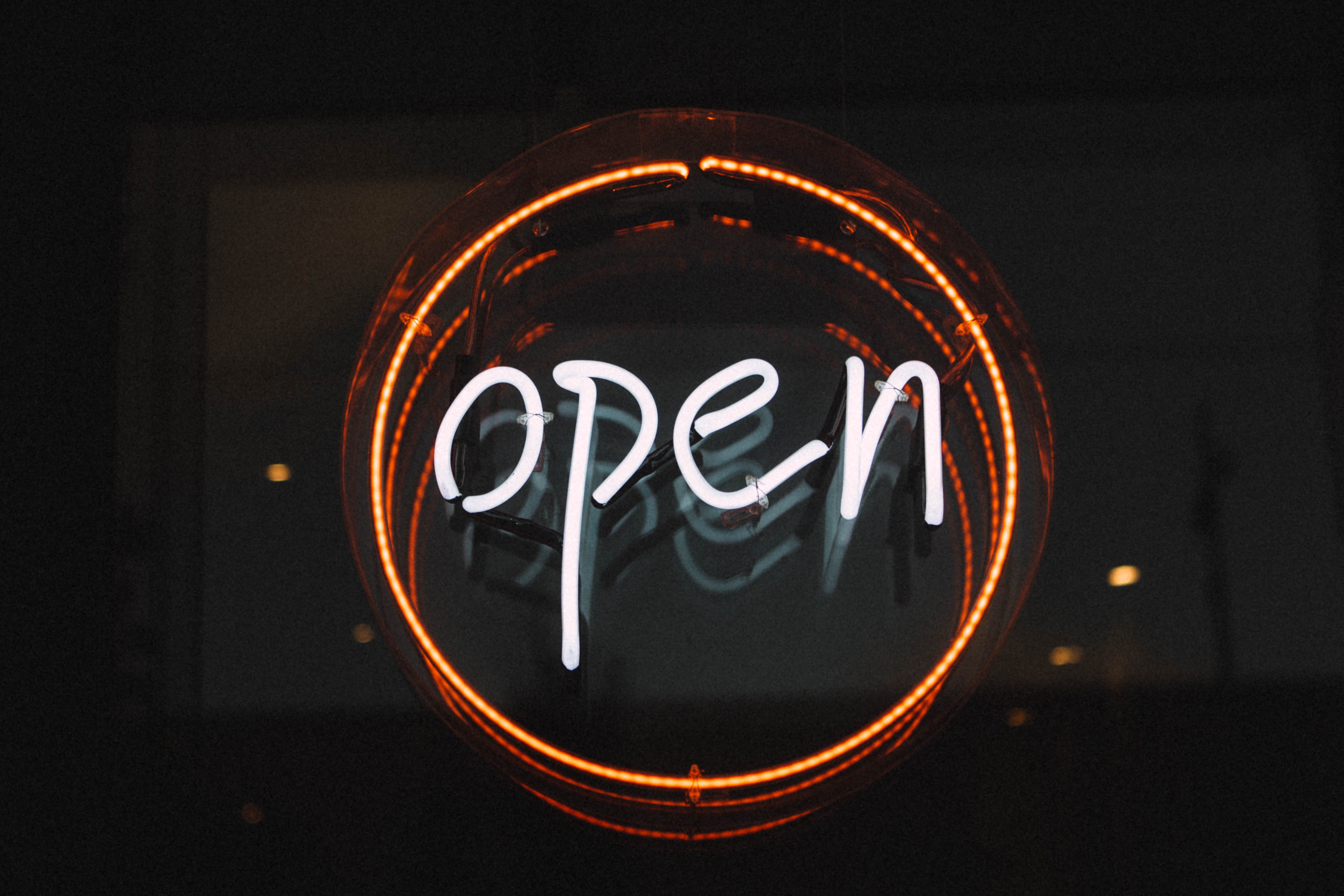 open neon sign