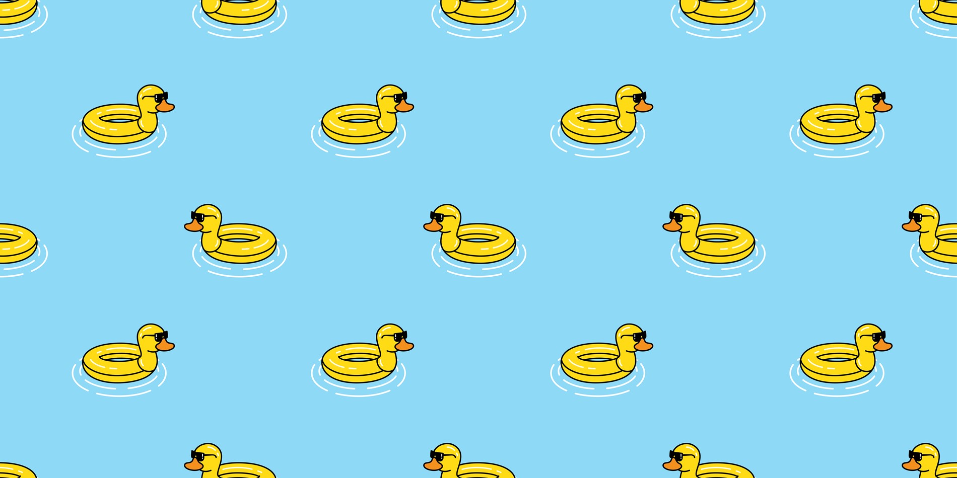 Cartoon graphic of rubber duck floaties in a pool