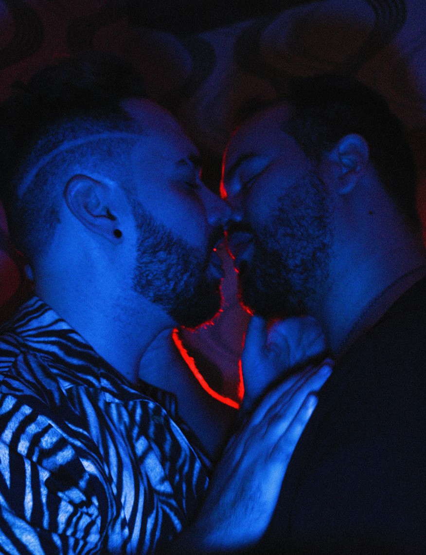 close up of two people kissing