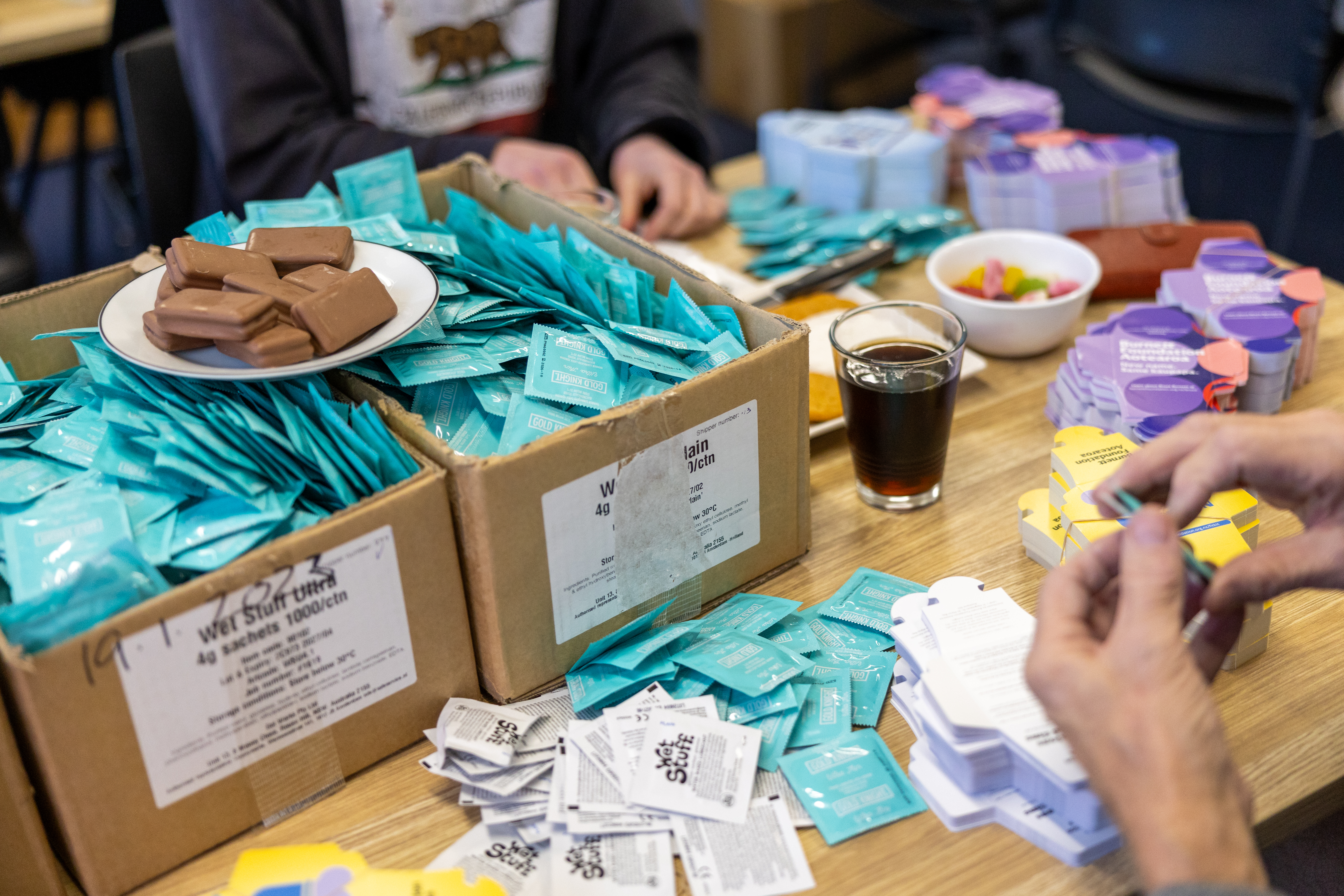  Condom packing nights with nibbles, drink, box of condoms and lube