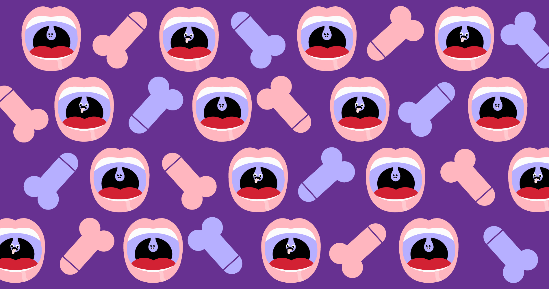 thrussy banner, mouth and penis icons